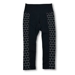 Athleta High Rise Mosaic‎ Chaturanga Crop Leggings Black Eyelet Athletic XS